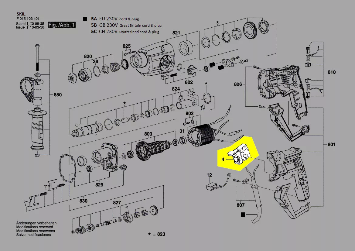 Interrupteur réf. 2610Z04075 SKIL